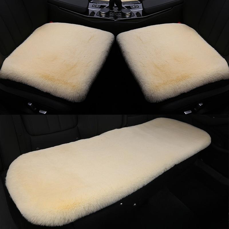 Conjunto de Três Peças de Almofada de Assento de Carro de Pelúcia de Inverno Sem Encosto, Pelúcia Curta Quente Assento Único Antiderrapante Almofada de Pelúcia para Coelhos Rex