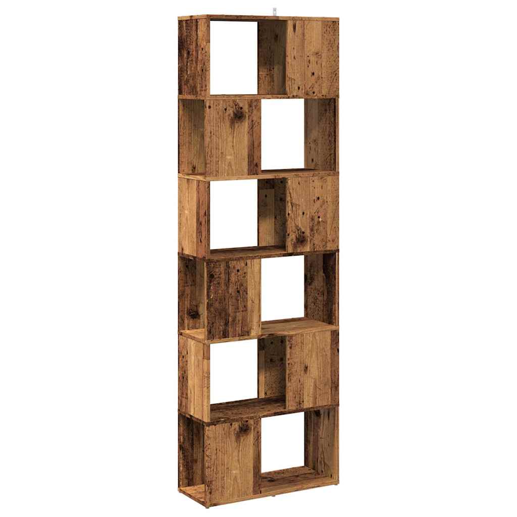 Bookshelf Room Divider with Vintage Wood Look 60 X 24 X 186 Cm