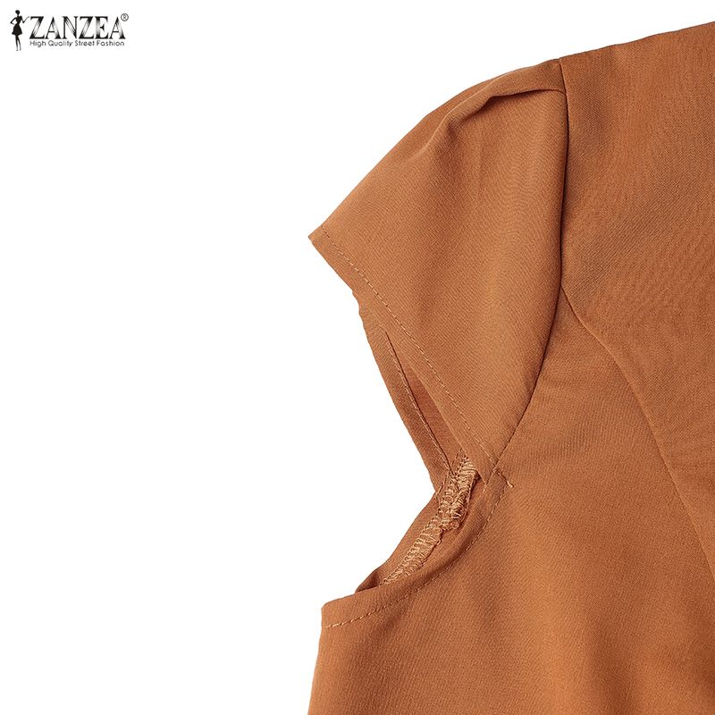 ZANZEA Damen Kurzarmbluse und Lange Hosen Lässige Zweiteilige Anzug Sets