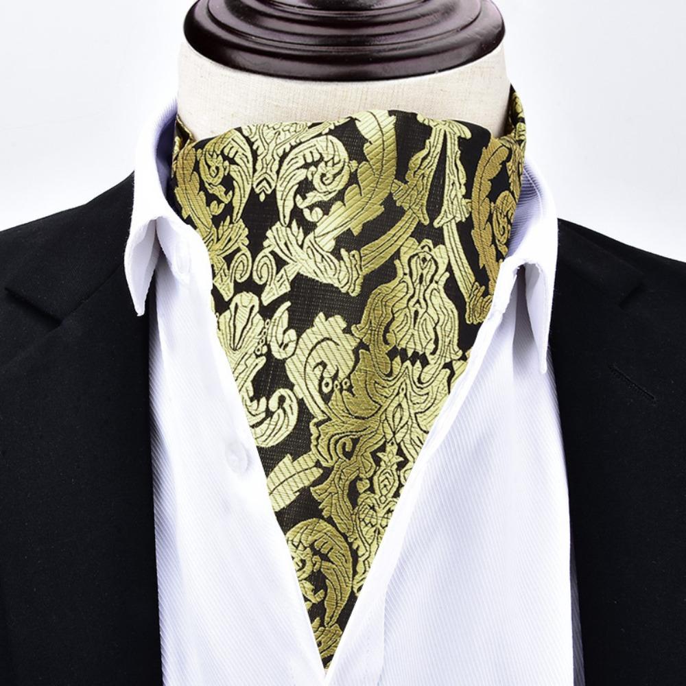 Vintage Luxury Ascot Tie Floral Pattern Paisley Polka Dot Cravat Tie Jacquard Woven Scarf Self Tie Wedding Party