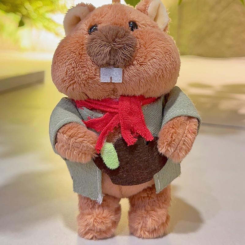 Ural Groundhog Cartoon Plush Keychain With Clothing And Scarf Design For Daily Carry