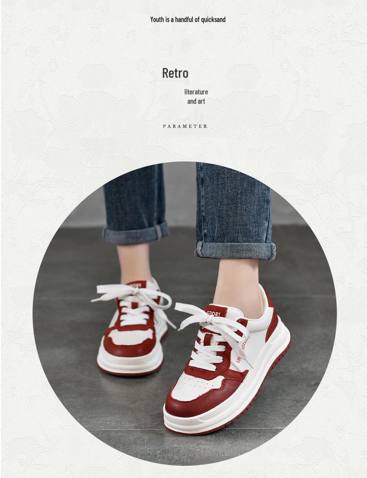 Damen Echtleder Weiße Sneaker Herbst 2025 - Runde Zehenpartie, Niedriger Schaft, Weiche Sohle, Rutschfest, Lässig