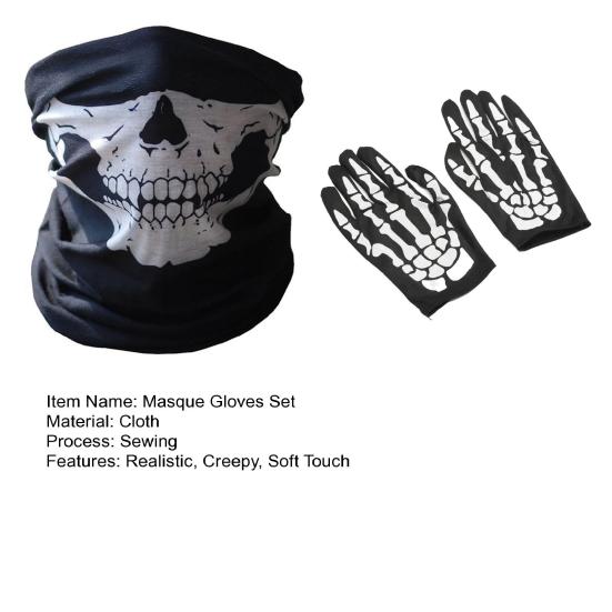 1 Set Halloween Skeleton Gloves Ghost Masque Set Creepy Scary Masque Cosplay