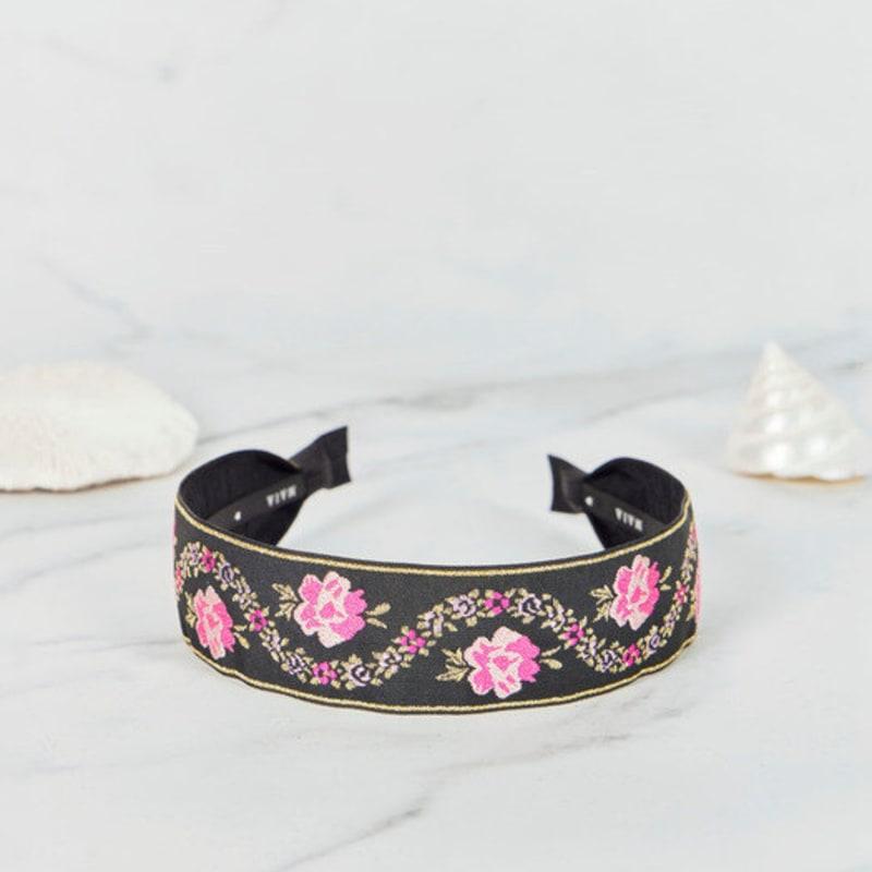 Maia Pearl Flower Jacquard Hairband A - Minja-type Pink