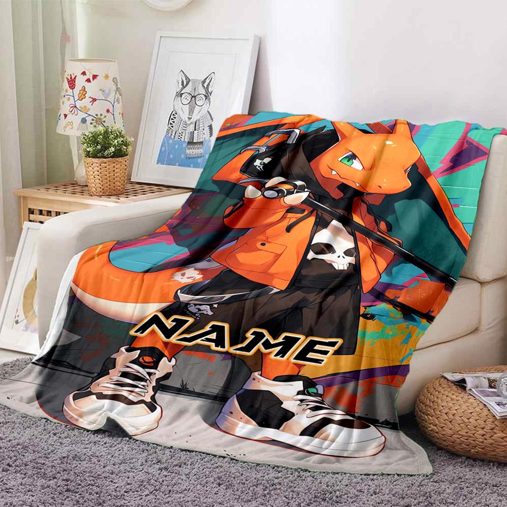 Custom 1pc Pikachu Heart Cute Artwork Blanket, Soft And Comfortable Blanket, Casual Warm, Camping Travel Blanket, Birthday Gift Q91363