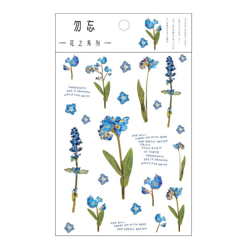 1 Pack PET Stickers Flowers Leaves Album Diary Scrapbooking Supplies Transparent 12 Designs