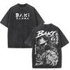Hot Manga Baki Hanma Harajuku T Shirt Vintage Washed Oversized T-shirt Men Women Clothing Short Sleeve 100% Cotton Tees Tops