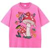 Beautiful Mushrooms Flower Strawberries Printed Washed T-Shirt Women Loose Cotton T Shirts Trendy Y2K Short Sleeve Top
