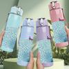 1PC Small Boat On Blue Sea Wave Print 750ml Color Plastic Sports Water Bottle Leakproof Flip Straw Lid Suitable for Sports Office Home Use