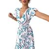 A-line Skirt Lace-up Floral Beach Hem Vacation Glamorous Print 2026 Party Short Sleeve Fashion Frilly Elegant Women