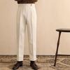 Mens High Waist Loose Straight Naples Paris Buckle Business Casual Suit Trousers