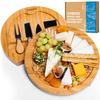Bamboo Cheese Board Set - 25cm Charcuterie Board With Slide-Out Drawer and Cheese Tools - Cheese Serving Platter Tray - Great Gift Idea