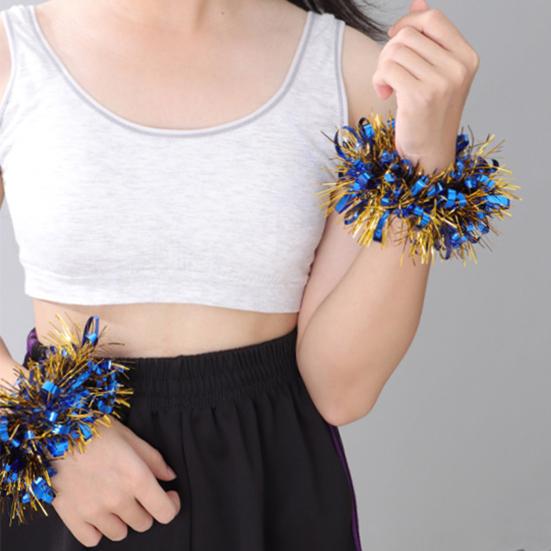 1 Pair Tinsel Bracelet Colorful Elastic Band Adults Kids Universal Children's Day Kindergarten Dance Performance Prop Sports Meet Cheering