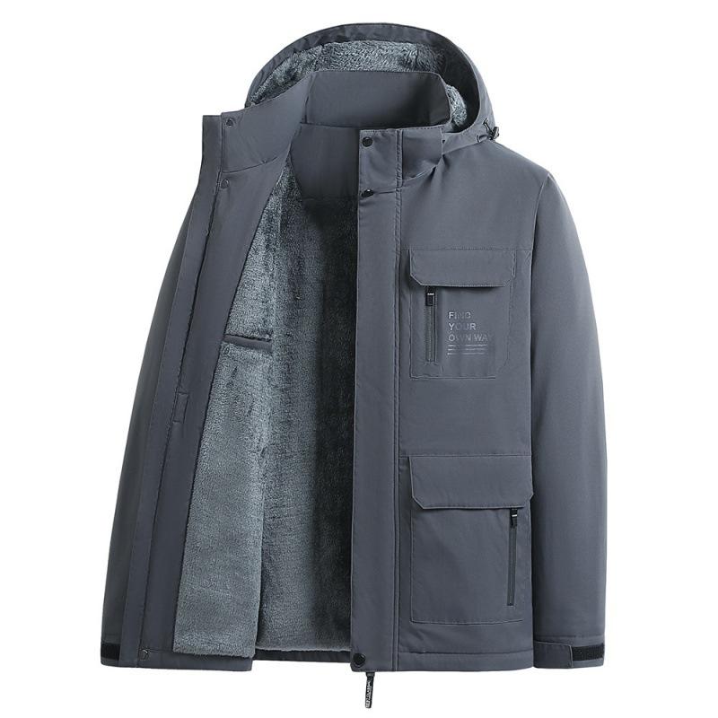 Cotton-padded Men's Winter Plus Velvet Padded Jacket Tooling Outdoor Warm Cotton-padded Plus Size Men's Coat