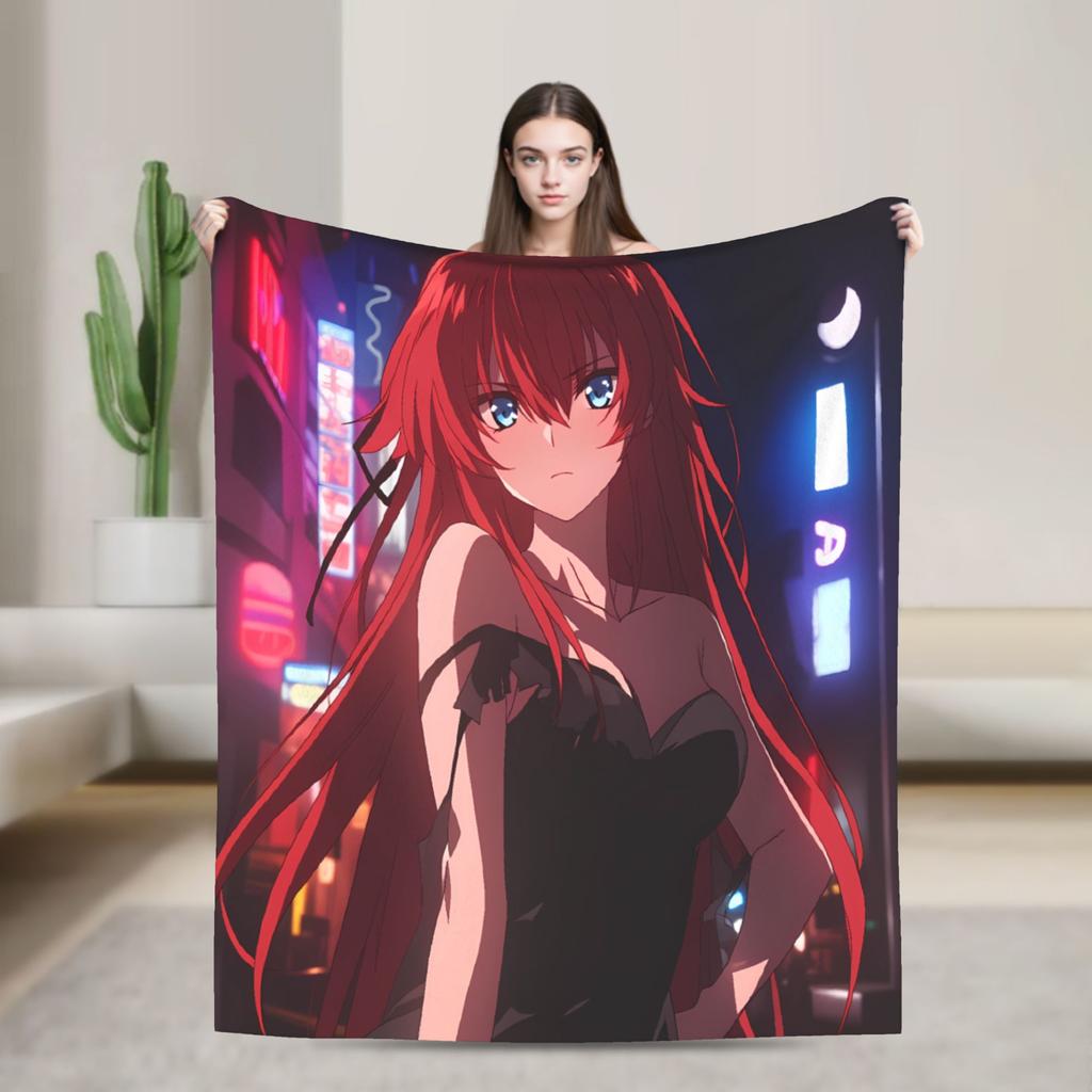 High School DxD Flannel Blankets Winter Super Soft Throw Blanket for Children Living Room Street Trend Bedspread Sofa Bed Cover