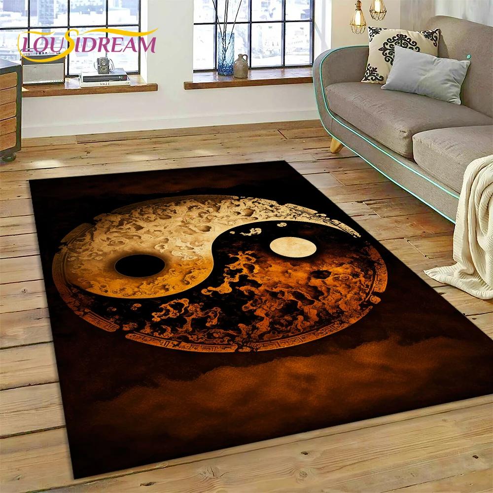 Nature Yin Yang Chinese Tai Chi Bagua Carpet Rug for Bedroom Living Room Home Sofa Decoration,Child Game Large Decor Floor Mat
