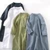 Jurk Dames Effen Kleur Casual Hennep Shirtjurk Los Figuurcorrigerend Grote Maat Met Mouwen Lange Rok