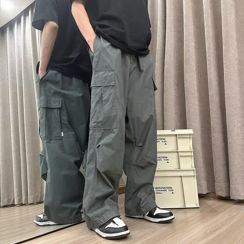 Unisex Retro Paratrooper Work Pants – Trendy Multi-Pocket Wide-Leg Streetwear