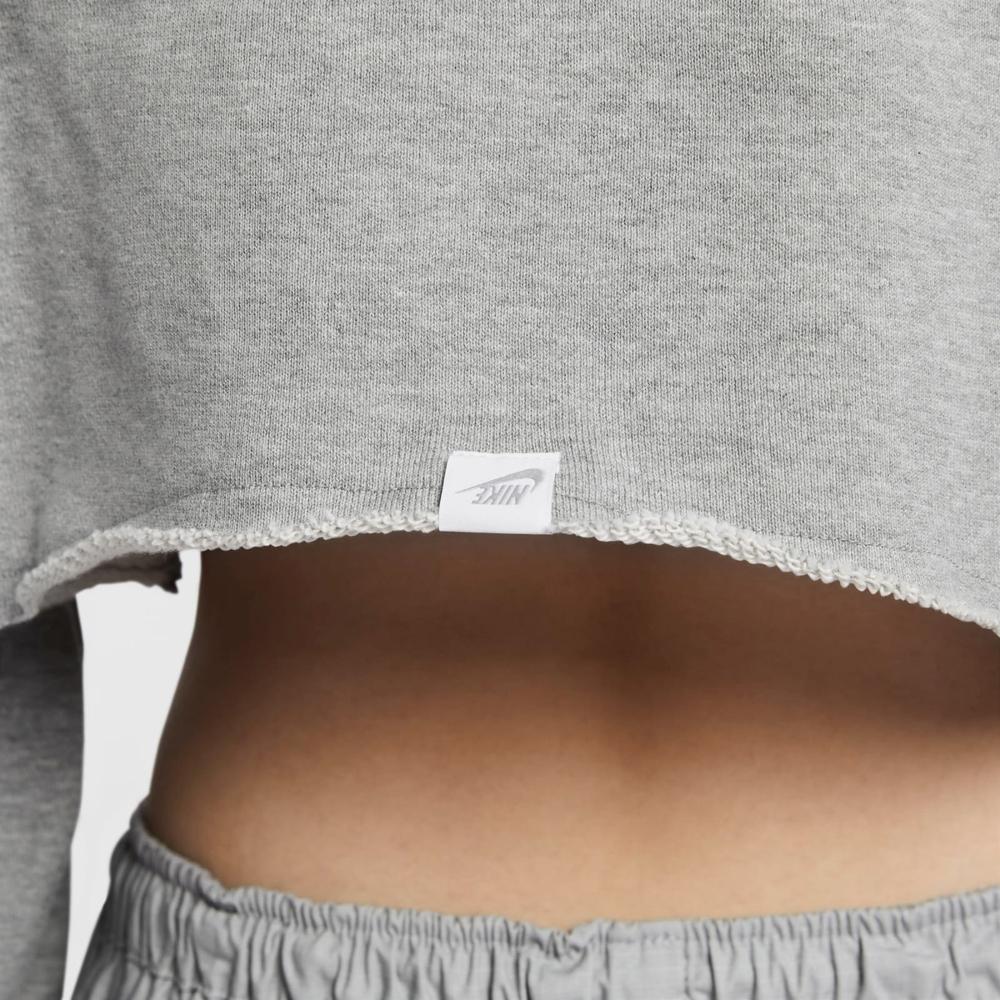 Nike Pull Confortable à Col Rond Haut Court Tops Femme Gris Moyen FV7510063
