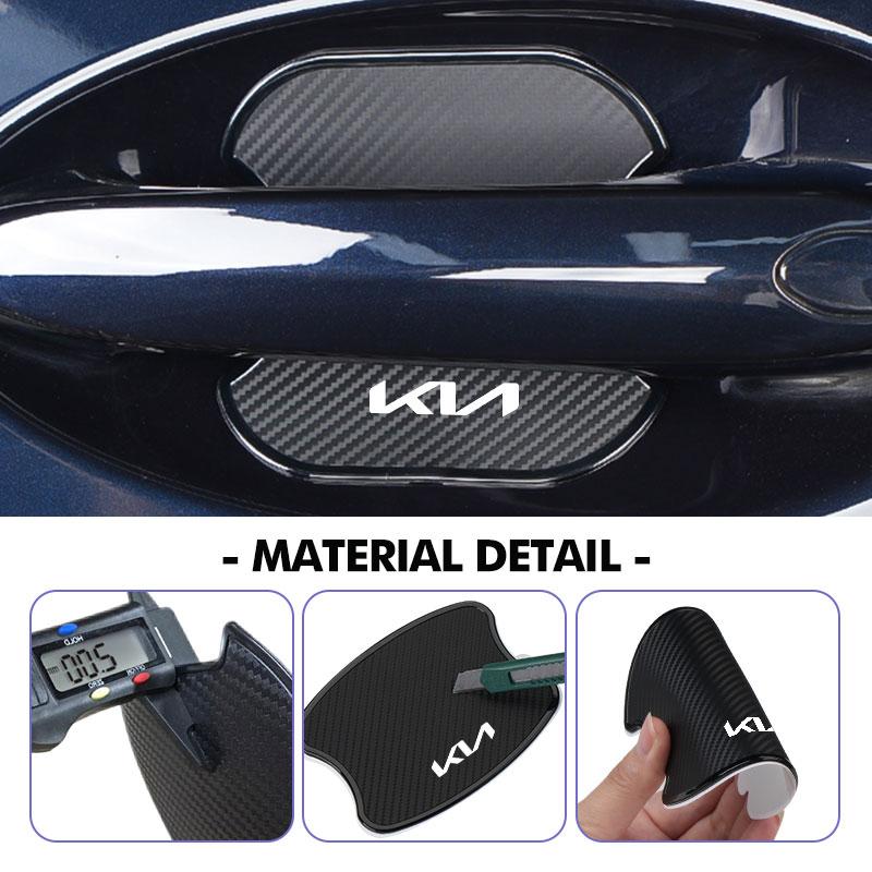 4 Pièces Fibre de Carbone Badge Protecteur Autocollant Poignée de Porte de Voiture Autocollant Essuie-glace Pour KIA Cerato Soul Venga Forte Spectra Sedona Niro