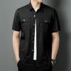Men's new summer thin short-sleeved shirt jacket men's solid color casual pure cotton outdoor tooling shirt top