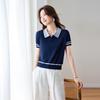 Srcr Women's Color Block Mulberry Silk Blend Knit Polo Top