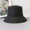 INS Photo Natural Black Straw Bucket Hats Fashion Beach Hat Summer Women Lady Sun Hats