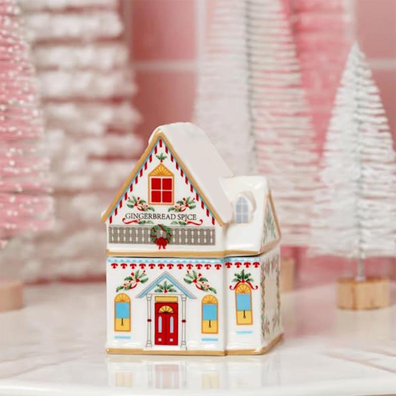 Weihnachtsferien Dorf Gewürzhaus Set-Mini Lebkuchenhäuser Gläser Festliche Deko Küchentheke Weihnachtskerze