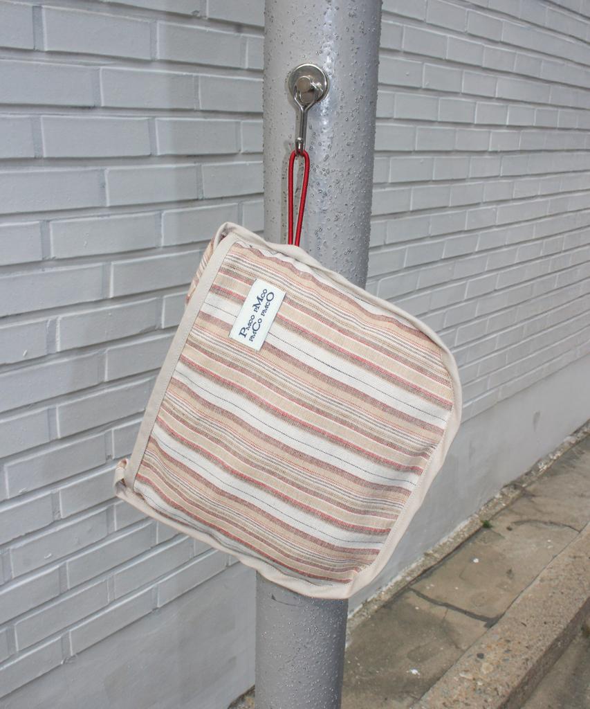 Pmco Striped Button Packable Shoulder Bag (Brown)