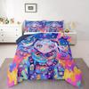 Erose Braut 3/2 Stück Aquarell Anime 3D Anime Bettdecken-Set Cosmo Galaxie Bettwäsche-Set Für Graffti Sterne Druck Bettdeckenbezug