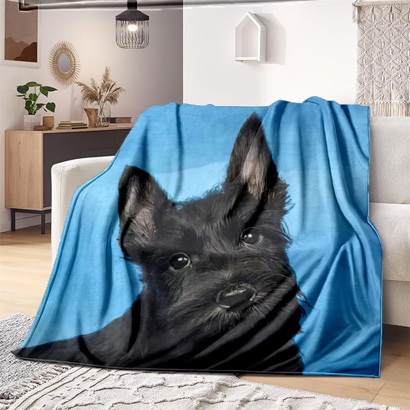 1PC Dog cute printed blanket, all season lightweight home office outdoor nap multifunctional blanket A7