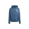 adidas Solid Print Hoodie With Drawstring And Long Sleeves Unisex Hoodie Blue HL9382