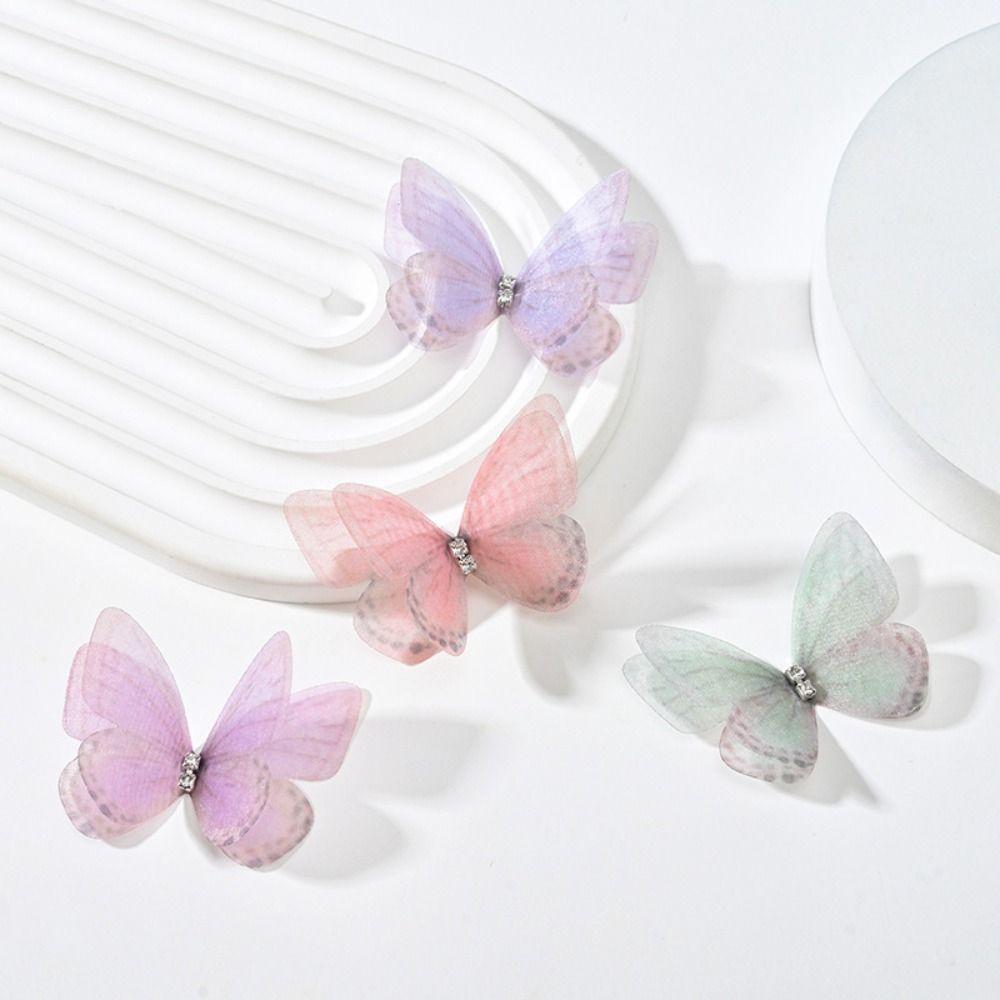 20PCS Dreamy DIY Material Simulation Butterfly Patches Sweet Gauze Butterfly Applique For DIY Handmade Hairband Nail Decoration