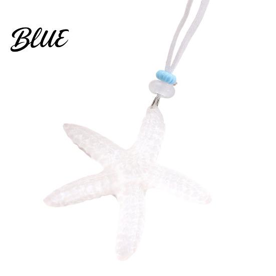 Starfish Holiday Necklace Resin Pendant Adjustable String Seaside Themed Jewelry