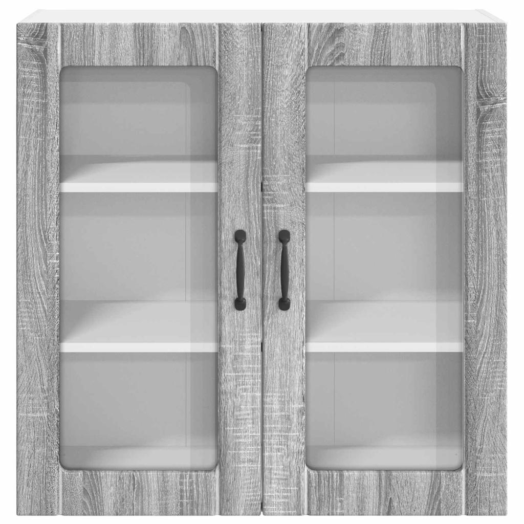 Wall Mounted Glass Cabinet LUCCA Grey Sonoma 80 x 31 x 80 cm