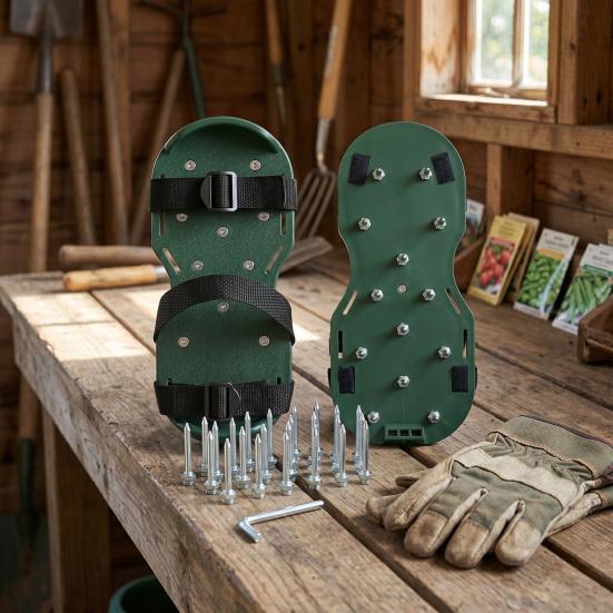 1 Pair Lawn Aerator Shoes Grass Aerator Shoes with Stainless Steel Spikes Soil Aerator Tool for Yard Soil Loosening And Lawn Health (Assembly