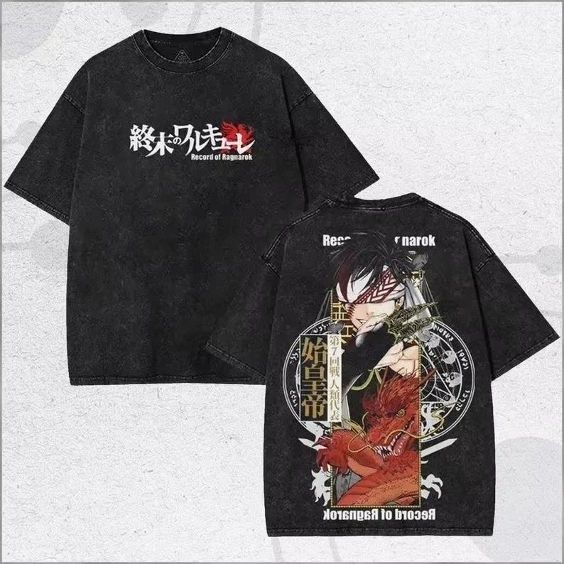 2026 summer Anime Record of Ragnarok Oversized T-shirt, Adam Dual-Sided Print Casual Streetwear Washed Tee For Men Women