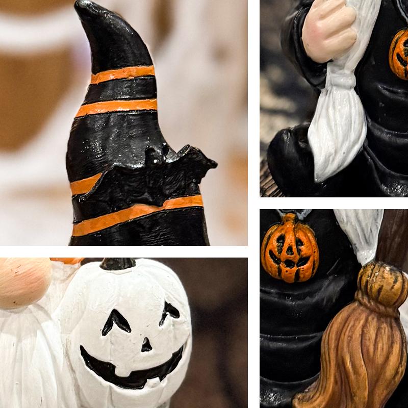Halloween Resin Gnome Wizard Fairy Figurine for Home Bedroom Living Room Holiday Decoration