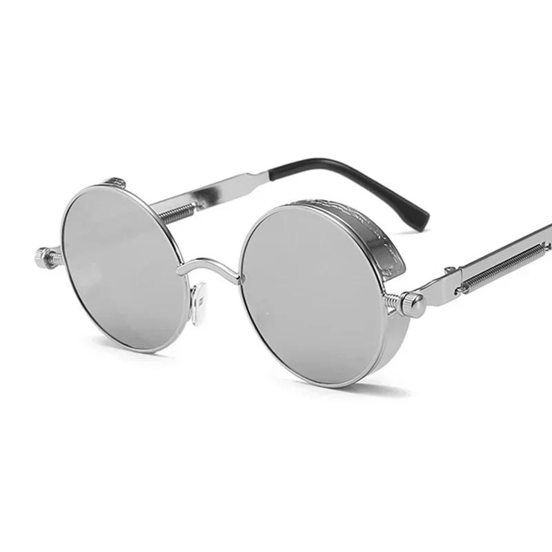Classic Gothic Metal Steampunk Sunglasses Fashion Round Mirror Glasses Brand Designer Vintage Sun Glasses Retro Eyeglasses Uv400