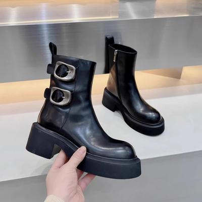 Fashion NEW Women Ankle Boots Fashion Eelgant Side Zippers Shoes Vintage Square Heels Autumn Winter Ladies Chelsea Booties