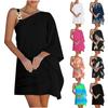 Women's Sexy Off-the-Shoulder One Strap Sloping Shoulder Solid Color Midi Dress