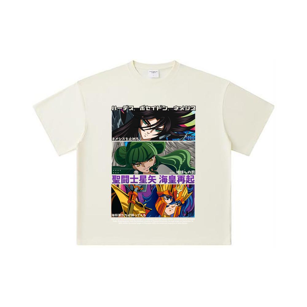 260 GSM Double Yarn 32 Count 100% Cotton Saint Seiya V3 Rerise of Poseidon Print Unisex Heavy Cotton T Shirt… More