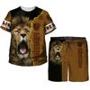 Summer Trendy Cool Lion Print Casual T-shirts/Pants/Suits 1-14 Years Teenage Boys Hip Hop Style Fashion Outfits Kids Clothes Set