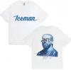 Rapper Drake Iceman Album Cover T-Shirt Blau Iceman Herren Damen Hip Hop Mode T-Shirt Übergroß Leicht Atmungsaktiv und Bequem Kleidung