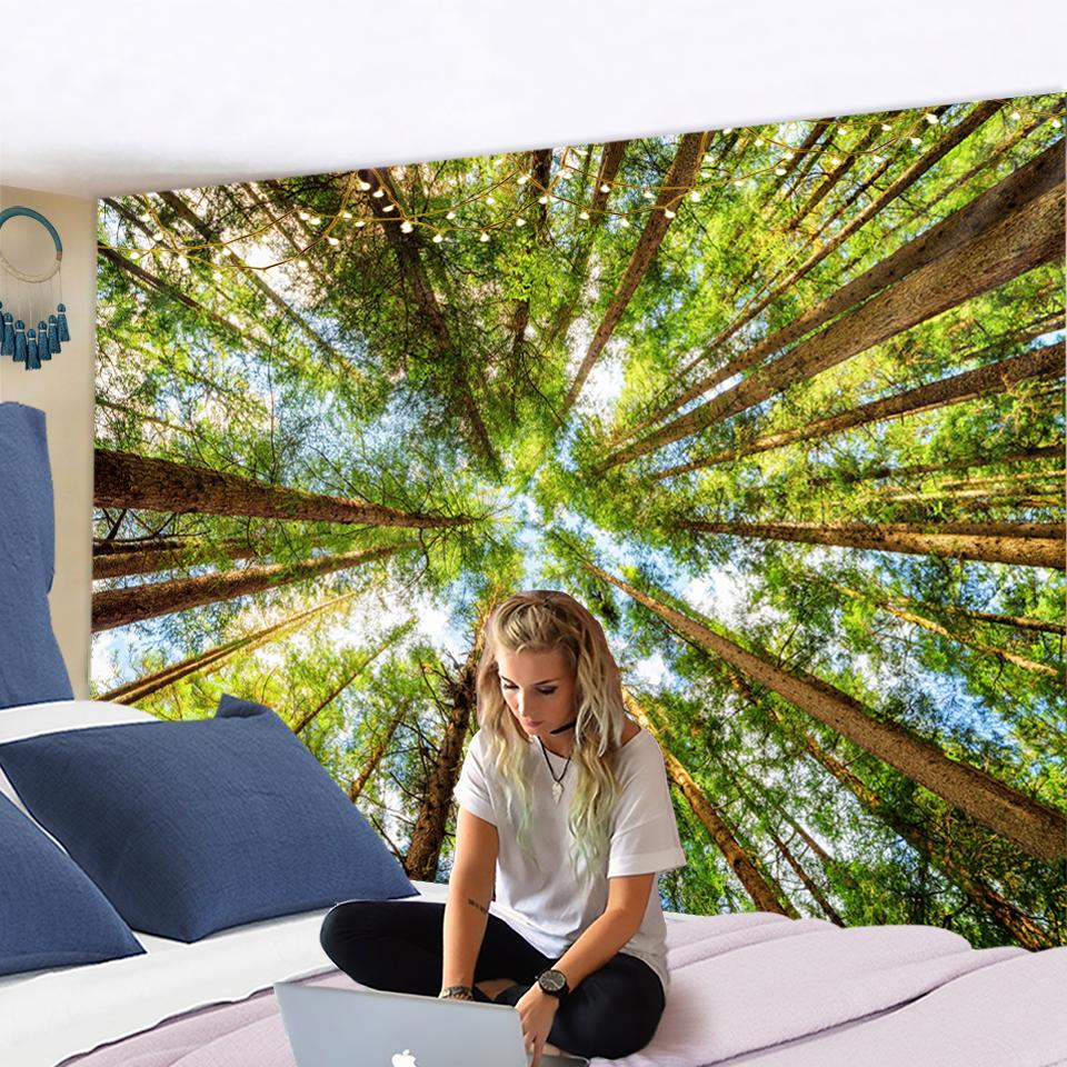 Oak China Fir Tapestry Wall Hanging Natural Forest Hippie Bohemian Natural Landscape Wall Art Living Room Home Decor