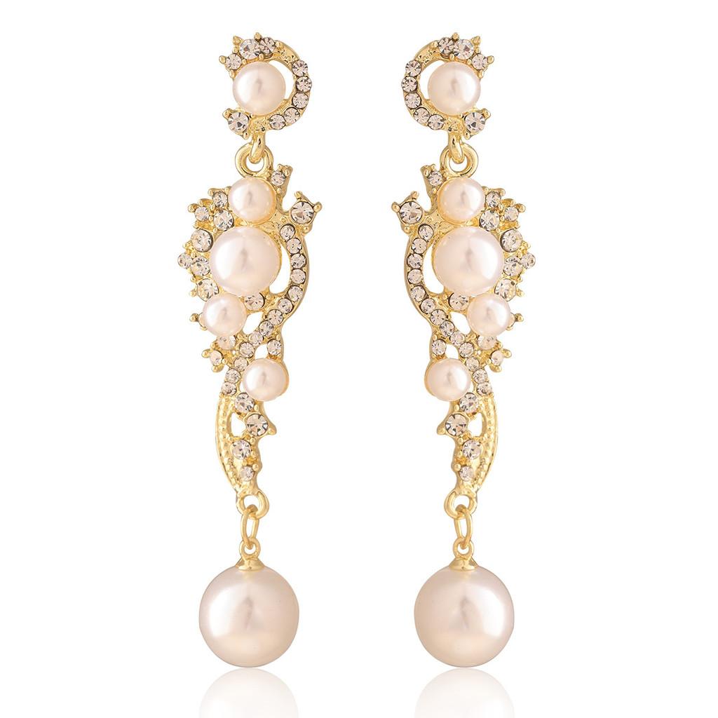 Luxury Pearl Drop Earrings With Cz Micro Pave Geometric Design For Women