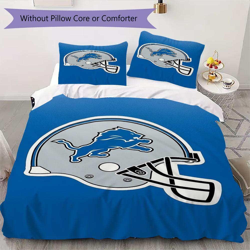 Detroit Lions Pattern Bedding Uilt Set Uilt Cover Pillowcase Home Decoration Birthday Gift (1*duvet Cover + 2*pillowcase Without Core)