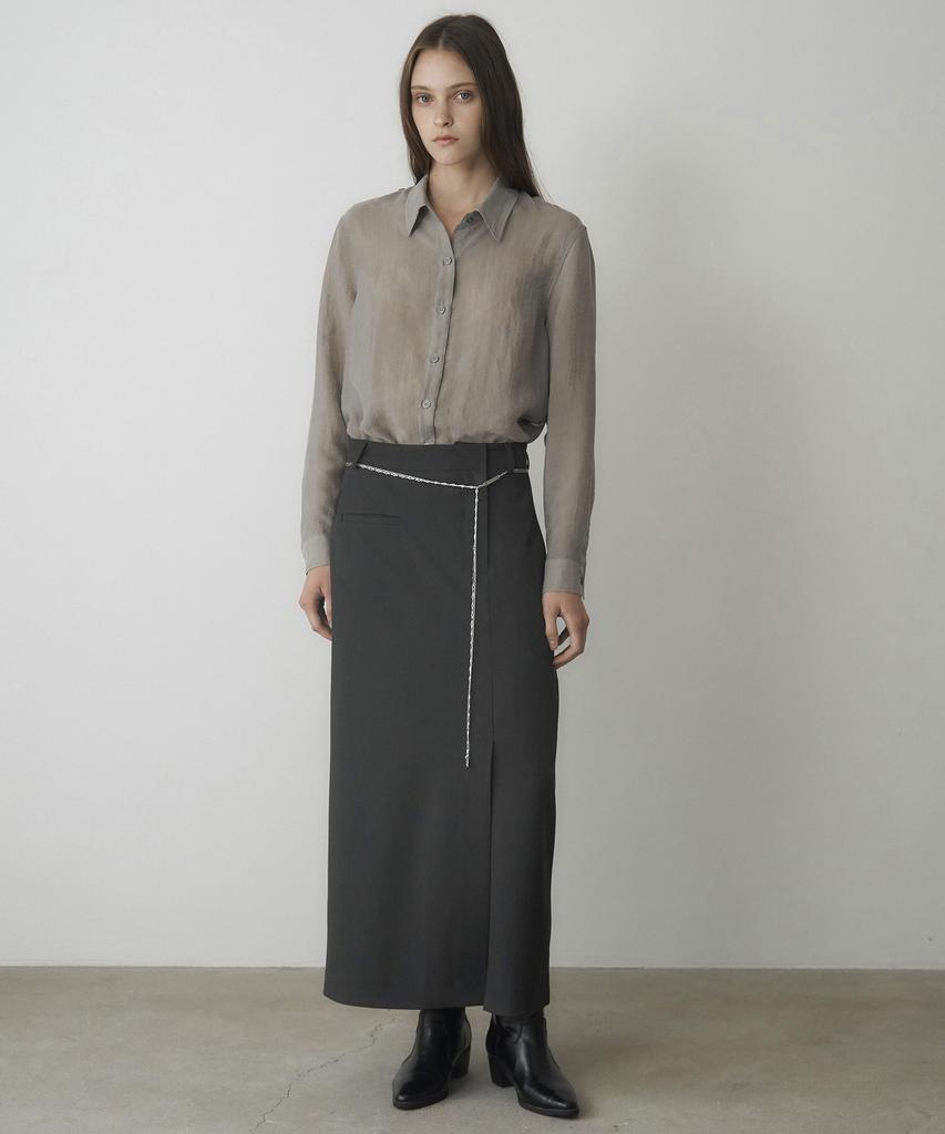 Mosyupamosyu One Pocket Low-Rise Slit Skirt [Charcoal]