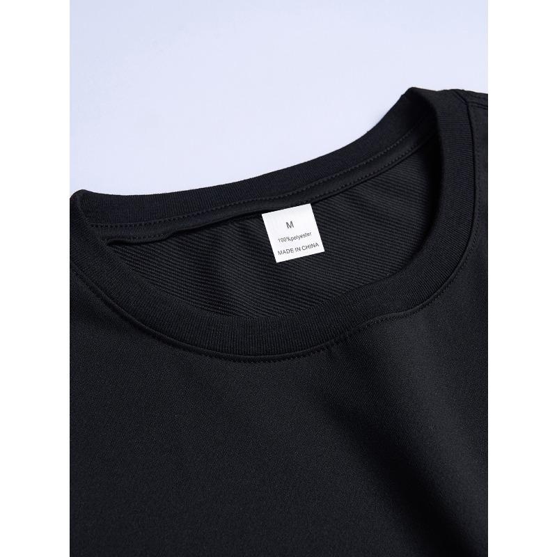 European sizes Men'S Graphic Tee - Soft, Breathable Blue T-Shirt with Orange & White Print, Casual Crew Neck for Summer, Casual Summer Wear
