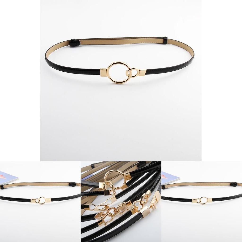 Simple Solid Color Ring Buckle Decoration Women Slim Waist Belt For Formal Office Attire